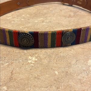 Multicolor Leather Belt with Gold Buckle